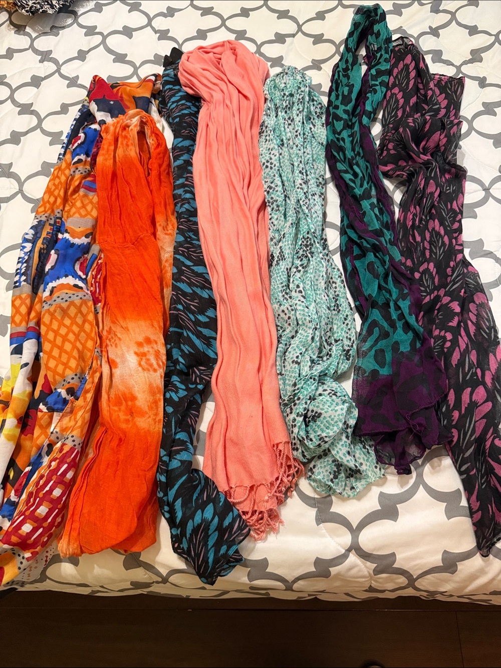 Women’s Assorted Lightweight Fashion Scarves - Pink, Orange, Teal, Purple, Multi